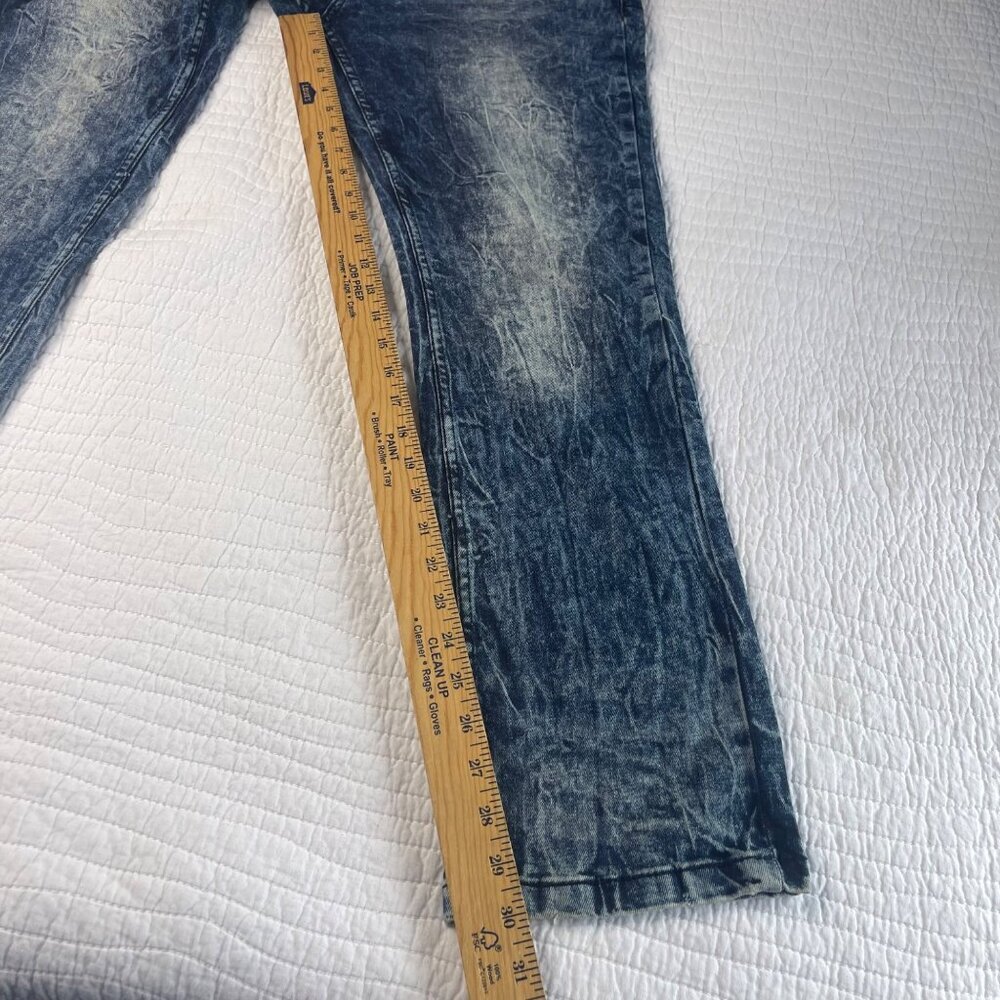 Nick Danger Mens Straight-Leg Jeans Acid Wash Grunge 34X30 Stretch Cotton - Picture 8 of 9